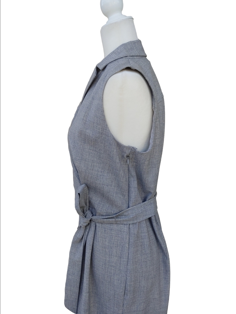 Ann Taylor NEW Gray Tie-Waist Sleeveless Blazer Dress Women's 8 NWT - Picture 12 of 16